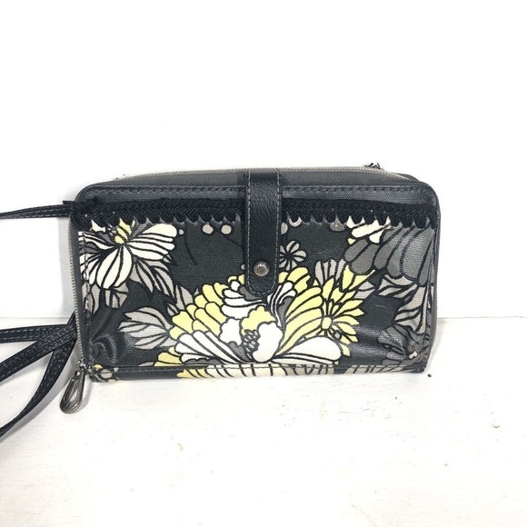 Sakroots Wallet Womens Black Yellow Multifunctional Zip Around Crossbody Purse - Picture 11 of 12